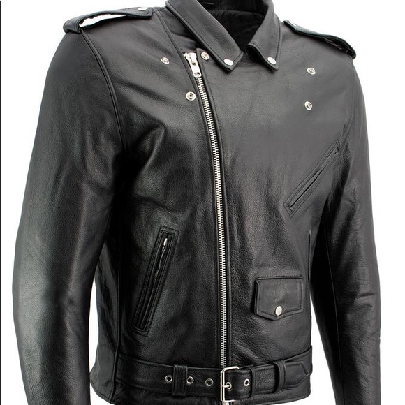 NWT - Men’s classic leather biker jacket - Picture 2 of 8